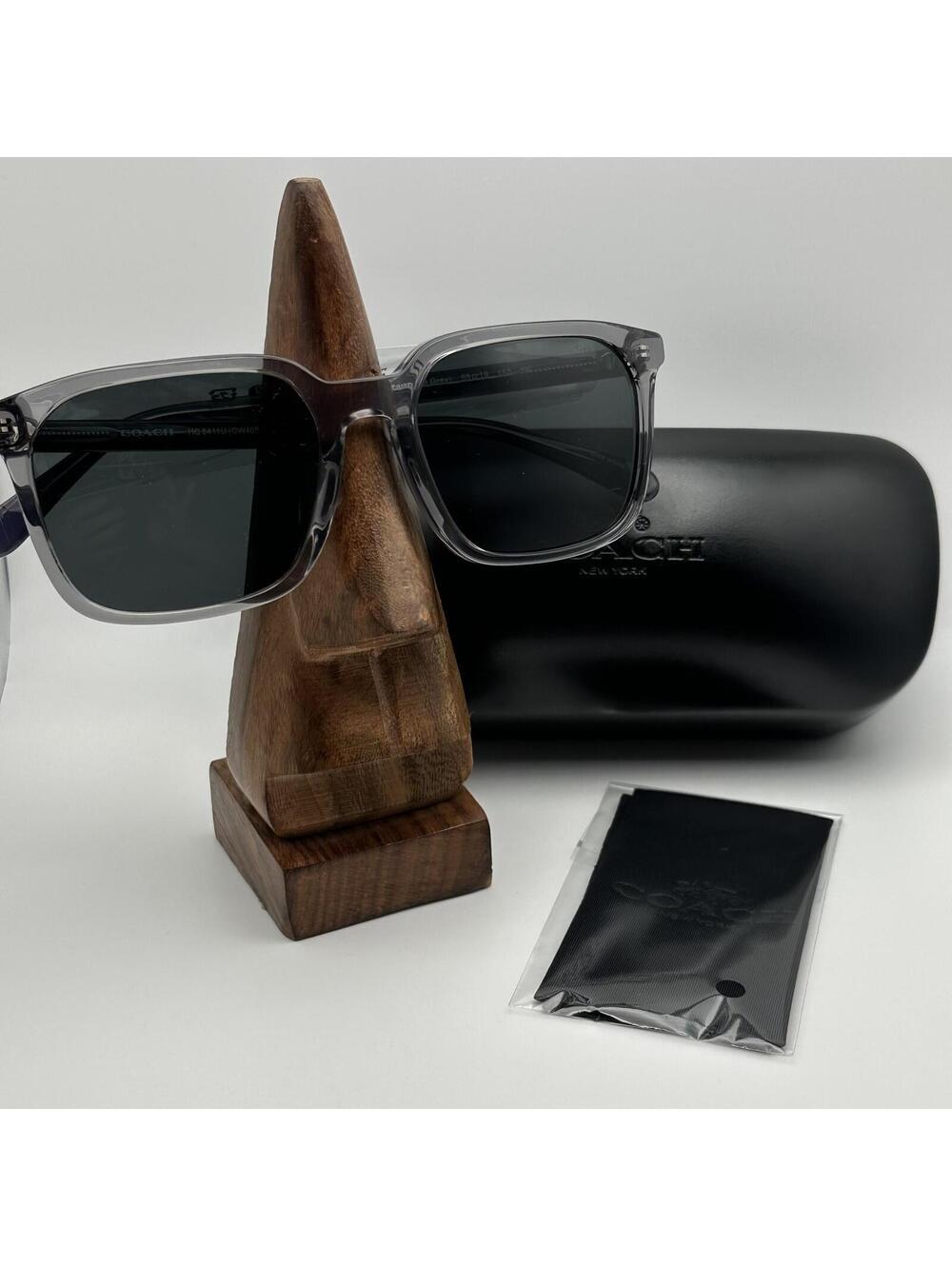 NWOT Coach Transparent Gray Square Sunglasses with Case and Accessories